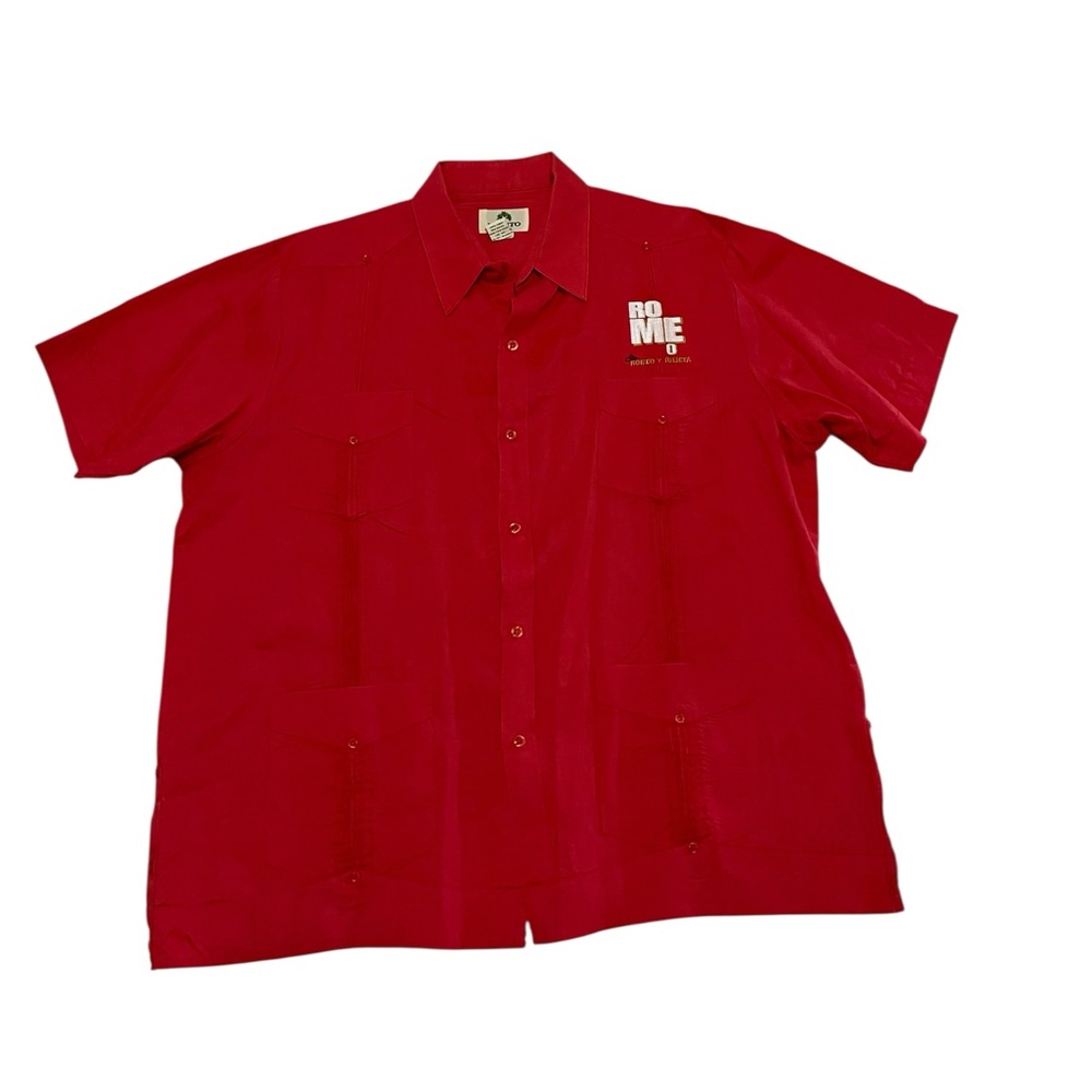 Linen Shirt Mojito Collection RED Short Sleeve Button Down Embroidered 3X
